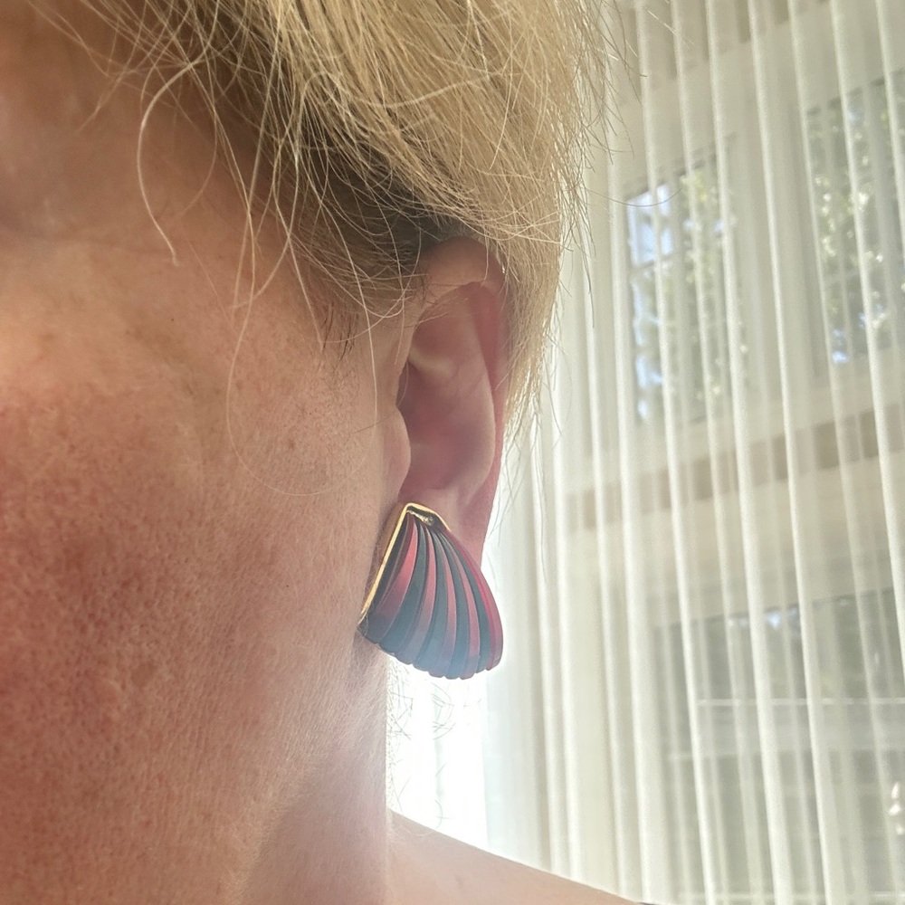 Elegant Gold and Red Women's Earrings